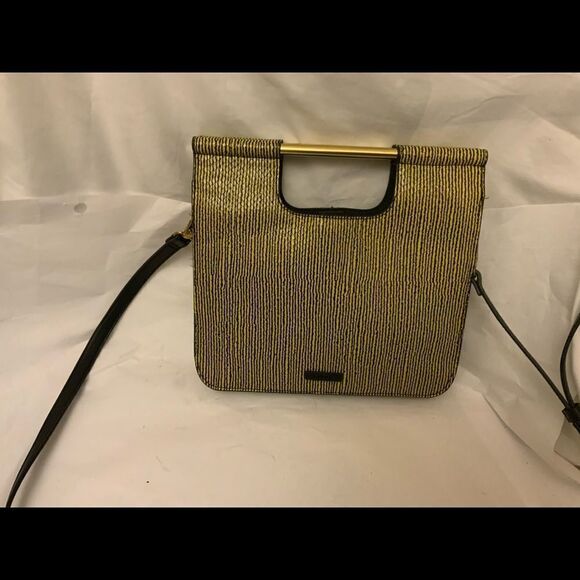 Fossil Whip bag Genuine Leather Purse Green Black Removable Handles rare - Picture 1 of 13